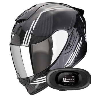 Integral Scorpion Exo 1400 Evo II Carbon Air Reika Black White + Kit bluetooth 5R Lite Sol