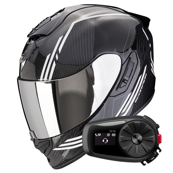 Integral Scorpion Exo 1400 Evo II Carbon Air Reika Black White+ Kit Bluetooth 5S Sol