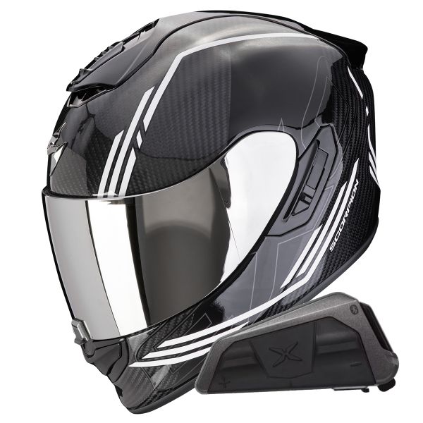 Integral Scorpion Exo 1400 Evo II Carbon Air Reika White + Kit bluetooth Exo-Com Link-1