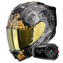 Casque Integral Scorpion Exo 1500 Air Apus Black Grey Gold + Kit Bluetooth 5S Solo