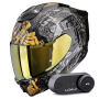 Casque Integral Scorpion Exo 1500 Air Apus Black Grey Gold + Kit Bluetooth Lokui K30