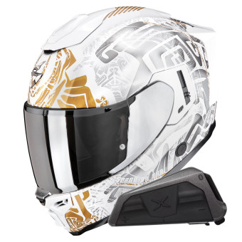 Integral Scorpion Exo 1500 Air Apus Pearl White Grey Gold + Kit bluetooth Exo-Com Link-1