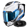 Casque Integral Scorpion Exo 1500 Air Arena White Blue + Kit bluetooth 5R Lite Solo