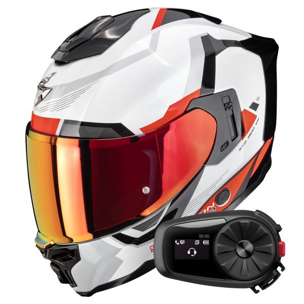 Integral Scorpion Exo 1500 Air Arena White Red + Kit Bluetooth 5S Solo