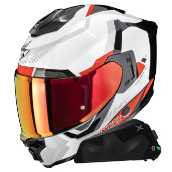 Integral Scorpion Exo 1500 Air Arena White Red + Kit bluetooth Exo-Com Link-1C