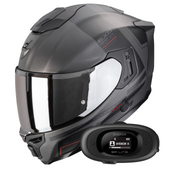 Integral Scorpion Exo 1500 Air Dual Matt Silver Black Red + Kit bluetooth 5R Lite Solo