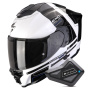 Casque Integral Scorpion Exo 1500 Air Dual White Black Blue + Kit Bluetooth BT Mini