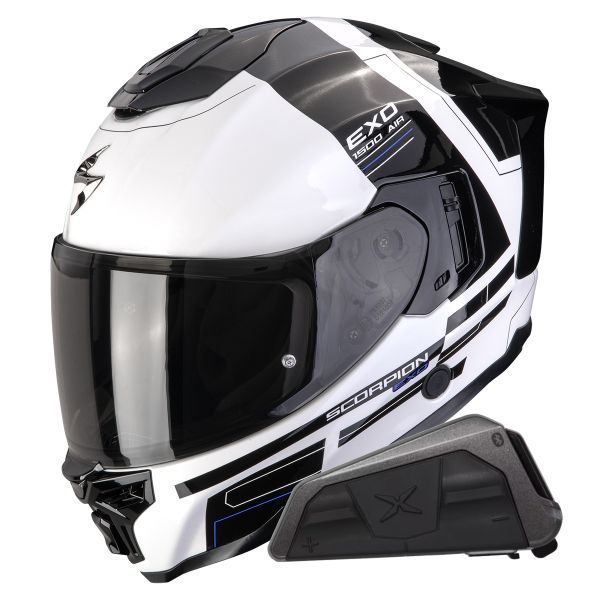 Integral Scorpion Exo 1500 Air Dual White Black Blue + Kit bluetooth Exo-Com Link-1