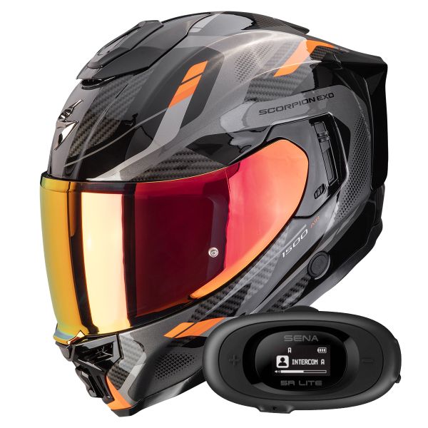 Integral Scorpion Exo 1500 Air Sleek Black Orange + Kit bluetooth 5R Lite Solo