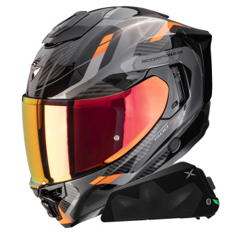 Integral Scorpion Exo 1500 Air Sleek Black Orange + Kit bluetooth Exo-Com Link-1C