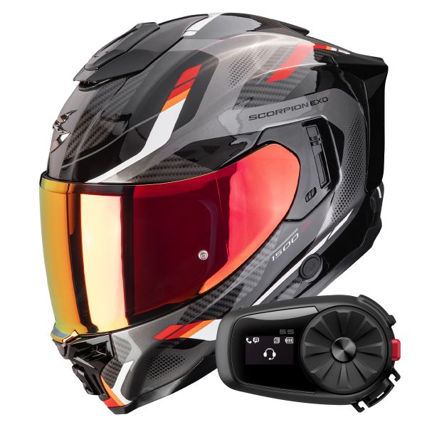 Integral Scorpion Exo 1500 Air Sleek Black Red + Kit Bluetooth 5S Solo