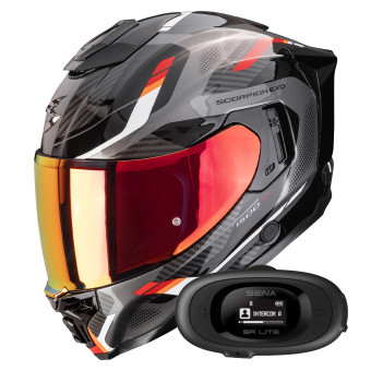 Integral Scorpion Exo 1500 Air Sleek Black Red + Kit bluetooth 5R Lite Solo