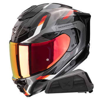 Integral Scorpion Exo 1500 Air Sleek Black Red + Kit bluetooth Exo-Com Link-1