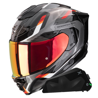 Integral Scorpion Exo 1500 Air Sleek Black Red + Kit bluetooth Exo-Com Link-1C