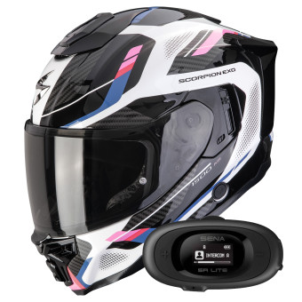 Integral Scorpion Exo 1500 Air Sleek White Black Pink + Kit bluetooth 5R Lite Solo