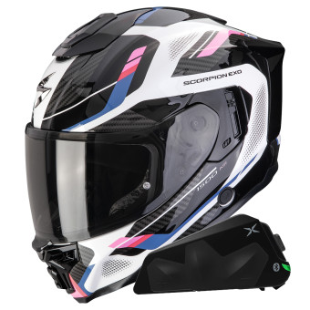 Integral Scorpion Exo 1500 Air Sleek White Black Pink + Kit bluetooth Exo-Com Link-1C