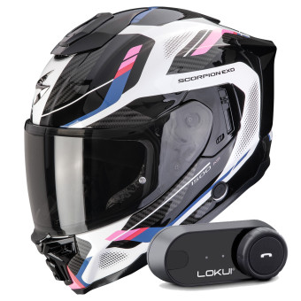 Integral Scorpion Exo 1500 Air Sleek White Black Pink + Kit Bluetooth Lokui K30