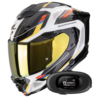 Integral Scorpion Exo 1500 Air Sleek White Blue Yellow + Kit bluetooth 5R Lite Solo