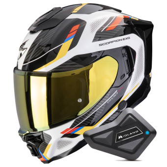 Integral Scorpion Exo 1500 Air Sleek White Blue Yellow + Kit Bluetooth BT Mini