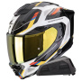 Casque Integral Scorpion Exo 1500 Air Sleek White Blue Yellow + Kit bluetooth Exo-Com Link-1