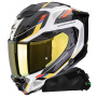 Casque Integral Scorpion Exo 1500 Air Sleek White Blue Yellow + Kit bluetooth Exo-Com Link-1C