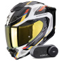 Casque Integral Scorpion Exo 1500 Air Sleek White Blue Yellow + Kit Bluetooth Lokui K30