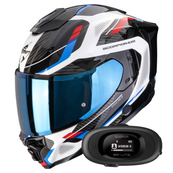 Integral Scorpion Exo 1500 Air Sleek White Red Blue + Kit bluetooth 5R Lite Solo