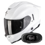 Casque Integral Scorpion Exo 1500 Air Solid Pearl White + Kit bluetooth 5R Lite Solo