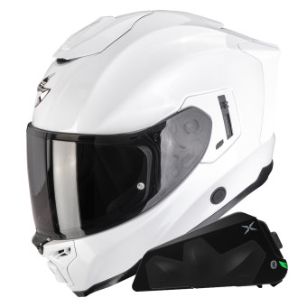 Integral Scorpion Exo 1500 Air Solid Pearl White + Kit bluetooth Exo-Com Link-1C