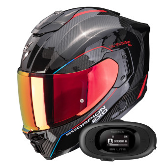 Integral Scorpion Exo 1500 Carbon Air Mundi Black Red + Kit bluetooth 5R Lite Solo