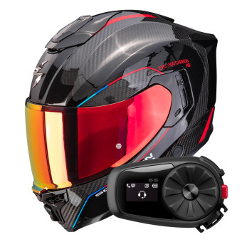 Integral Scorpion Exo 1500 Carbon Air Mundi Black Red + Kit Bluetooth 5S Solo