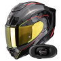 Casque Integral Scorpion Exo 1500 Carbon Air Mundi Black Red Yellow + Kit bluetooth 5R Lite Solo