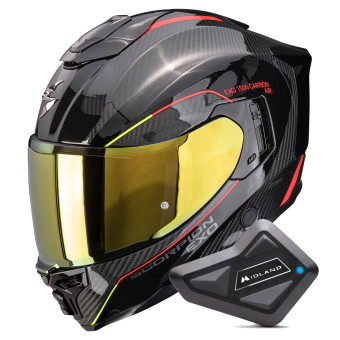 Integral Scorpion Exo 1500 Carbon Air Mundi Black Red Yellow + Kit Bluetooth BT Mini