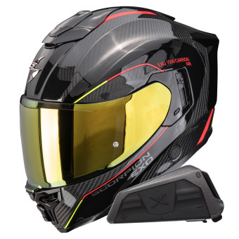 Integral Scorpion Exo 1500 Carbon Air Mundi Black Red Yellow+Kit bluetooth Exo-Com Link-1
