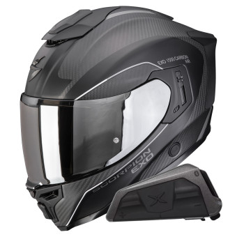 Integral Scorpion Exo 1500 Carbon Air Mundi Matt Black Silver+Kit bluetooth Exo-Com Link-1