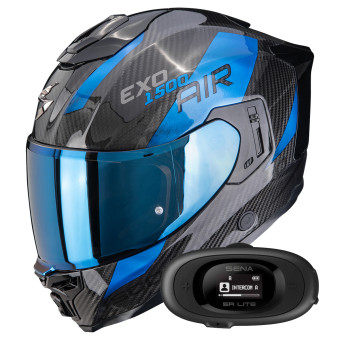 Integral Scorpion Exo 1500 Carbon Air Platted Black Blue + Kit bluetooth 5R Lite Solo