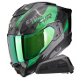 Casque Integral Scorpion Exo 1500 Carbon Air Platted Black Green + Kit bluetooth Exo-Com Link-1