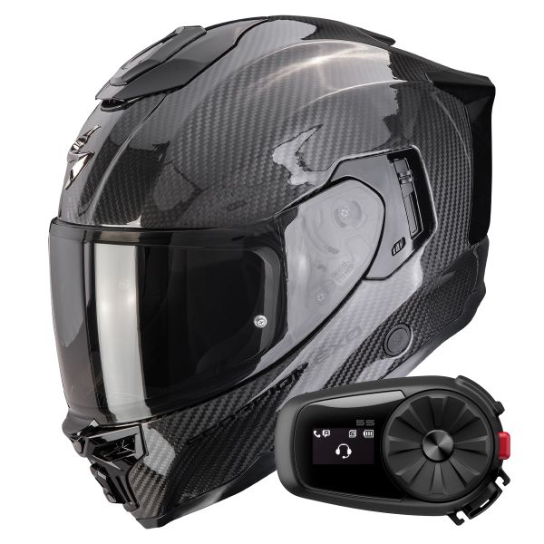 Integral Scorpion Exo 1500 Carbon Air Solid Black + Kit Bluetooth 5S Solo