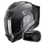 Casque Integral Scorpion Exo 1500 Carbon Air Solid Black + Kit Bluetooth 5S Solo