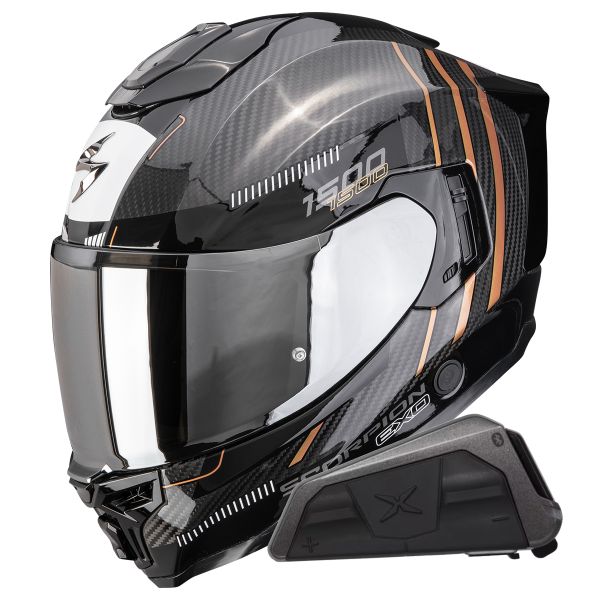Integral Scorpion Exo 1500 Carbon Air Zity Black Copper + Kit bluetooth Exo-Com Link-1