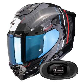 Casque Integral Scorpion Exo 1500 Carbon Air Zity Black Red Blue + Kit bluetooth 5R Lite Solo Casque Integral Scorpion Exo 1500 Carbon Air Zity Black Red Blue + Kit bluetooth 5R Lite Solo