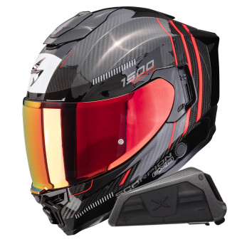 Integral Scorpion Exo 1500 Carbon Air Zity Black Red + Kit bluetooth Exo-Com Link-1