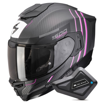 Integral Scorpion Exo 1500 Carbon Air Zity Matt Black Pink + Kit Bluetooth BT Mini
