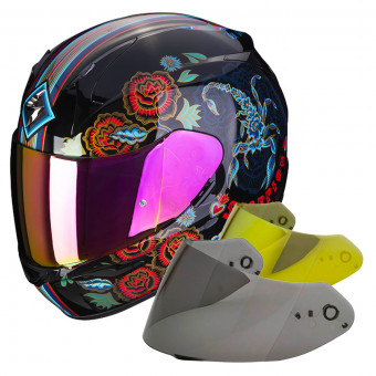 Integral Scorpion Exo 390 Chica II Black Blue Red + Pantalla
