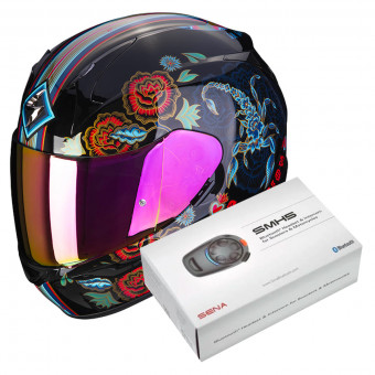 Integral Scorpion Exo 390 Chica II Black Blue Red + Kit Bluetooth SMH5