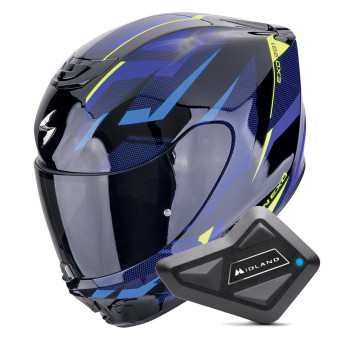 Casque Integral Scorpion Exo 391 Aaxo Black Blue + Kit bluetooth BT Mini Casque Integral Scorpion Exo 391 Aaxo Black Blue + Kit bluetooth BT Mini