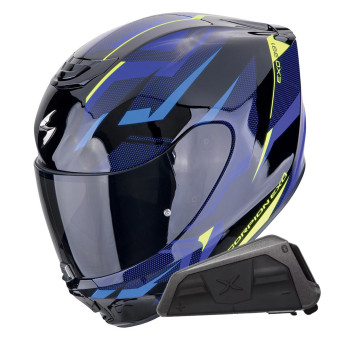 Integral Scorpion Exo 391 Aaxo Black Blue + Kit bluetooth Exo-Com Link-1