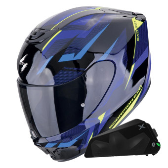 Integral Scorpion Exo 391 Aaxo Black Blue + Kit bluetooth Exo-Com Link-1C