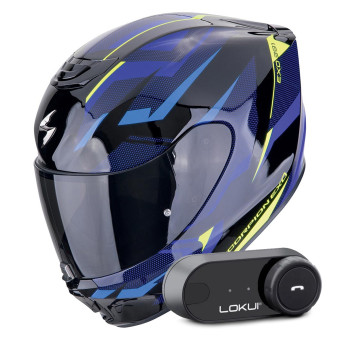 Integral Scorpion Exo 391 Aaxo Black Blue + Kit Bluetooth Lokui K30