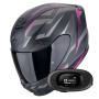 Casque Integral Scorpion Exo 391 Aaxo Matt Black Pink + Kit bluetooth 5R Lite